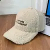 Gorra de Béisbol de Lana de Cordero Bordada con Letras Nueva de Invierno Ins Celebridad de Internet Estudiante Pareja Cálida Versátil Gorra de Pico de Pato