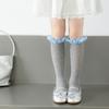 2571 Calcetines para Niños a Cuadros con Encaje Primavera y Verano Sin Costuras Lolita Niñas Coreano Bebé Princesa Calcetines Medianos