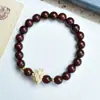 Pulseira de Sandália Vermelha de Folha Pequena Natural Vênus 8mm Pulseira de Círculo Único DIY Contas do Rosário Contas Budistas Fio Acessórios para Homens e Mulheres Brinquedos de Placa