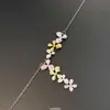 Collar Asimétrico de Flores Coloridas Vintage para Mujer, Estilo Vintage de Alta Gama, Lujo Ligero, Cadena para Clavícula de Nicho