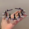 Diadema Exquisita Super Brillante con Cabeza de Cristal de Flor Pequeña Pesada Francesa para Mujer, Nueva Versátil Diadema Pinza para el Cabello Accesorio para el Cabello 2025