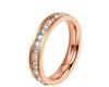 Anillo de acero de titanio para amantes de las estrellas en oro rosa, anillo sencillo de doble fila con circonita cúbica, diamante cuadrado, anillo de acero inoxidable