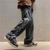 Calça Xadrez Masculina Primavera e Outono High Street Marca Tendência Calças Tendência Estilo Hong Kong Versátil Reta Solta Calças de Pernas Largas