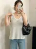 Regata feminina plus size sem mangas, gola U, corte justo, coleção outono 2026, roupa íntima casual para mulheres, pode ser usada como peça externa, camisola de tricô
