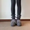 Primer Encuentro con las Pantuflas Peludas de Suela Gruesa para Mujer, Pantuflas de Algodón Perezosas sin Cierre, Zapatos Retro de Felpa con Punta Cerrada Estilo Birkenstock