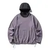 Camiseta Funcional Negra de Flota Personalizada Otoño-Invierno de Felpa Holgada para Exteriores de Manga Larga con Protección Integrada para el Cuello, Secado Rápido, Protección Solar