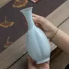Vaso Cerâmico Chinês Retrô Imitando Garrafa de Melão Azul e Branco da Dinastia Song de Alto Padrão para Sala de Chá Zen Arranjo de Flores Hidropônicas Vasos Ornamentos