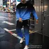 Conjunto de Moletom com Gola Redonda e Mangas Longas e Calça Jogger Casual Esportiva High Street Hip-Hop Americano Transfronteiriço Estampa Digital Masculino