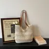 Bolso de Mano de Tejido a Mano a Cuadros Hueco Estilo Perezoso de Moda para Mujer Nuevo Bolso de Hombro/Axila para Vacaciones en la Playa