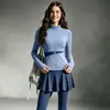 Conjunto Fitness Feminino Manga Longa Cardigan de Yoga Falso Conjunto de Duas Peças Calça Saia Cobertura de Defeitos Emagrecimento Alta Elasticidade Roupa para Corrida Yoga Conjunto de Duas Peças