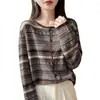 Elegante Abrigo 26 Cárdigan de Punto para Mujer, Jacquard, Nuevo Estilo Transfronterizo, Diseño Adelgazante, Primavera y Otoño, Fair Isle Ajuste Holgado