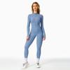 Amazon Europeo y Americano cremallera nude manga larga body completo mallas alta resistencia ejercicio físico ropa de yoga body completo 8306
