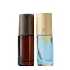 Botella de Vidrio de 10 ml con Bola Rodante y Tapa de Madera con Textura, Botella Roller para Perfume, Botella Dispensadora de Muestras Cosméticas, Botella de Vidrio Esmerilado para Aceites Esenciales