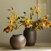 Jarrón de Cerámica Estilo Retro Inspirado en Zen de Jingdezhen, Maceta de Barro Grueso Tejida a Mano, Maceta Decorativa para Sala de Estar del Hogar, Envío Gratis