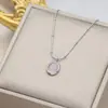 Collar de Piedra Ojo de Gato Ovalado, Estilo Minimalista Francés de Alta Gama Transfronterizo, Collar con Colgante de Acero de Titanio, Accesorio de Moda