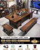 Mesa de Té Grande y Juego de Sillas Una Mesa Cinco Sillas Nuevo Estilo Chino Mesa de Café Juego de Té Integrado Juego Completo Oficina Hogar Estación para Preparar Té
