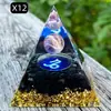 Pirâmide de bola de cristal natural de 8cm Ornamento de mesa de escritório europeu e americano Artesanato de pirâmide de resina para yoga e meditação