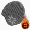 Gorro de Invierno para Hombre, Cortavientos, Tejido, Forrado de Felpa y Engrosado, para Ciclismo, Calidez al Aire Libre, Comercio Exterior, Gorro de Lana con Protección para los Oídos
