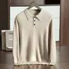 Otoño Invierno Cachemir Cuello Polo de Montaña Holgado Talla Grande Manga Larga Suéter de Lana Tejido Capa Base Suéter Ligero de Negocios
