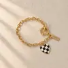 Collar con colgante de amor de tablero de ajedrez, diseño de nicho, moderno y sencillo, para mujer, accesorios de cadena para clavícula.