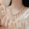 Collar con Borla de Perlas y Cuentas Estilo Mori Hanfu Nuevo Estilo Chino Cheongsam Disfraz Antiguo Accesorios con Elementos Han para Mujeres