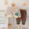 Conjunto de tres piezas para niños Primavera y Otoño 2024 Nuevo Cárdigan de Dinosaurio de Dibujos Animados para Niño Pequeño Ropa de Trabajo Casual para Bebé Pantalones de Moda