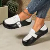 Comércio exterior transfronteiriço plus size outono 2026 novo mocassim feminino plano retrô de camurça com estampa de leopardo, de usar dos dois lados