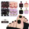 96 piezas de color sólido cuadrado de cuatro rejillas para uñas de los pies cuadradas cortas portátiles, parches de arte para uñas de los pies terminados de verano