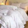 Conjunto de Roupa de Cama Bordado Sateen 100% Algodão Classe A Algodão de Fibra Longa Conjunto de Quatro Peças Conjunto de Três Peças 100% Algodão Lençol com Elástico Capa de Edredom Lençol de Cama Suprimentos