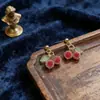 Brincos de Cereja Doce com Açúcar e Design Único, Acessórios de Orelha de Fruta Vermelha, Brincos Frescos Estilo Ins para o Dia a Dia Venda por Atacado