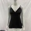 Camisola de Verano Simple Chica Atractiva Primavera/Verano Cuello en V Ajustada Color Sólido Espalda Descubierta Uso Diario Camiseta sin Mangas de Comercio Exterior Venta al por Mayor
