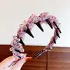 Faixa de Cabelo de Renda com Estampa de Leopardo Rosa Feminina 2026 Novo Estilo Coreano Com Dentes Presilha de Cabelo Moda Chique Prendedor de Cabelo para Lavar o Rosto Feminino