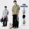 Sudadera con Media Cremallera de Empalme Roscado Americana para Hombre, Nueva de Primavera y Otoño, Algodón Puro Color Sólido Holgada Casual Pulóver