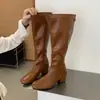 Botas de salto grosso acima do joelho para mulheres, novas botas de cano alto justas para outono e inverno de 2026, botas elásticas com zíper nas costas, botas de montaria