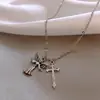 Collar Retro Harajuku Ángel Oración Chica Corazón Ángel Cupido Cruz Cadena Clavícula Cadena Suéter Femenino