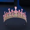 Coroa de Liga de Zinco com Strass Europeia e Americana de Luxo para Noiva Acessório de Cabelo para Sessão de Fotos de Casamento Acessório de Estilo de Coroa para Palco