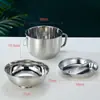 Yajian Acero Inoxidable Engrosado Taza para Comida Rápida Redonda Fiambrera para Oficinistas Gran Capacidad Bol para Fideos Instantáneos Bol para Arroz de Comedor