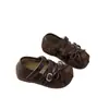 Zapatos de piel estilo princesa para niña, nueva colección de verano y otoño, con diseño de lazo, punta fina y suela suave, adecuados para actuaciones y baile