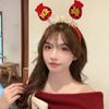 Ano Novo vermelho sorte feriado headband porta aberta atmosfera vermelha cocar mulheres dragão ano festivo headband acessórios para o cabelo