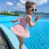 Roupa de Banho Infantil Feminina Estilo Coreano Peça Única Saia de Princesa Bebê Costas com Asas Maiô Feminino Maiô para Fontes Termais
