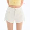 Infantil# Blanco Puro Casual Spice Girls Shorts de Mezclilla Elásticos para Mujer Cintura Alta Adelgazantes Alta Moda Elegantes Combinables Pantalones Cortos