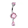 Nuevos Anillos para Ombligo Rosas con Lazo Estilo Europeo y Americano, Diversas Joyas para Piercing con Circonitas de Gran Venta, Accesorios para Anillos de Ombligo