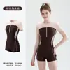 Traje de baño de una pieza para mujer, adelgazante, casual, de secado rápido, manga corta, para aguas termales, playa y costa, nuevo de verano 2026