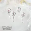 Accesorios Populares para Uñas con Borlas de Aleación y Diamantes Rosas, Colgante de Mariposa y Corazón de Plata Ultrabrillante de Lujo Ligero, Accesorios para Uñas Portátiles