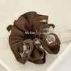 Novo Scrunchie de Cetim com Estampa Vintage e Babados na Cintura para Mulheres, Corda de Cabelo Trendy de Alta Qualidade, Elástico de Cabelo, Flor de Cabelo
