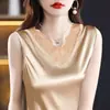 Camisola de renda traje feminino roupa íntima verão seda artificial camisa base sem mangas peça externa mãe top de cetim