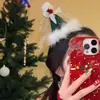 Sombrero de Bola de Pelo con Lazo Rojo y Cascabel Pinza para el Cabello Femenina Accesorios de Vestido de Fiesta de Gama Alta Clip de Tocado de Navidad