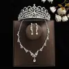 Coroa elegante de noiva Mori Super fada cocar conjunto de três peças novo colar acessórios de casamento brincos de aniversário casamento mulheres