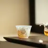 Taza de Té de Jade con Diseño de Loto Plateado, Hecha de Porcelana Yangzhi de Hielo, para Degustación de Té, Juego de Té de Cerámica, Caja de Regalo Premium