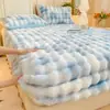 Falda de Cama de Terciopelo de Leche Cubierta Invierno Engrosada Totalmente Envuelto Cubierta de Cama Protector de Colchón para el Hogar Sábana Individual Cubierta de Cama de una Pieza